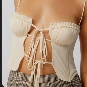 Urban Outfitters Cream Tie-Front Bustier Top